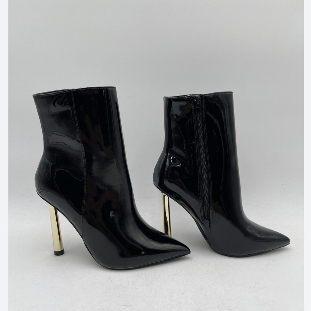 Journee Collection Black Heeled Boots with Gold Accents